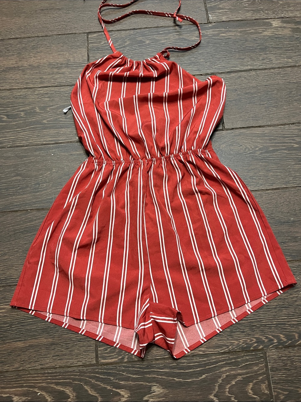 Red Striped Halter Romper size xs-s stretch